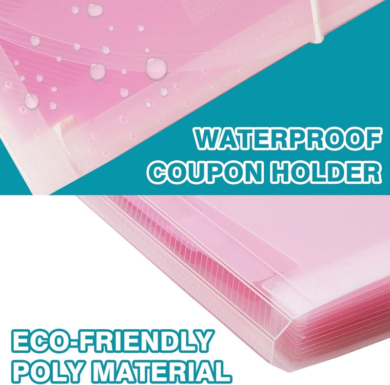 H4D Check Size 13 Pocket Expanding File Folder, Accordion File Organizer Wallet Case for Coupon Receipt Storage, 10 x 5.5 inches, Pink - Image 5